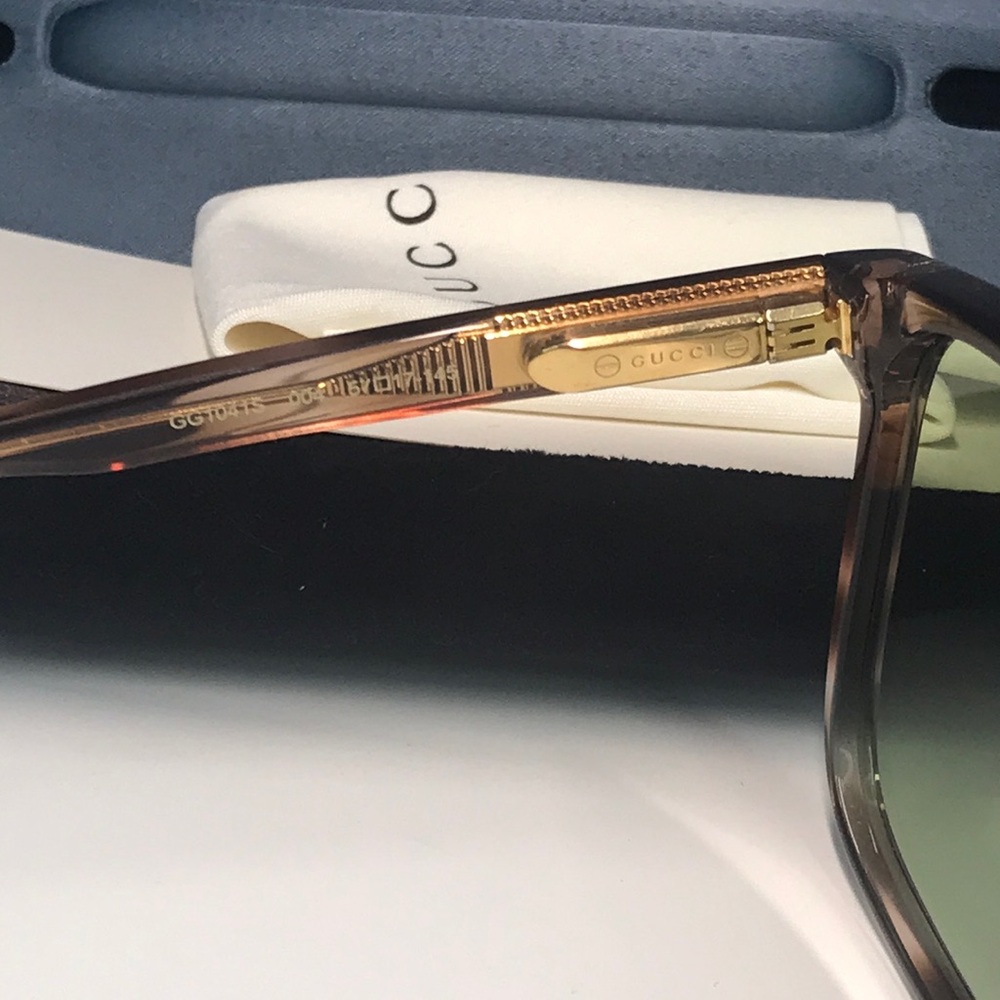 Gucci New Authentic GG1041S 004 Brown Sunglasses with Green Lenses - Picture 11 of 14